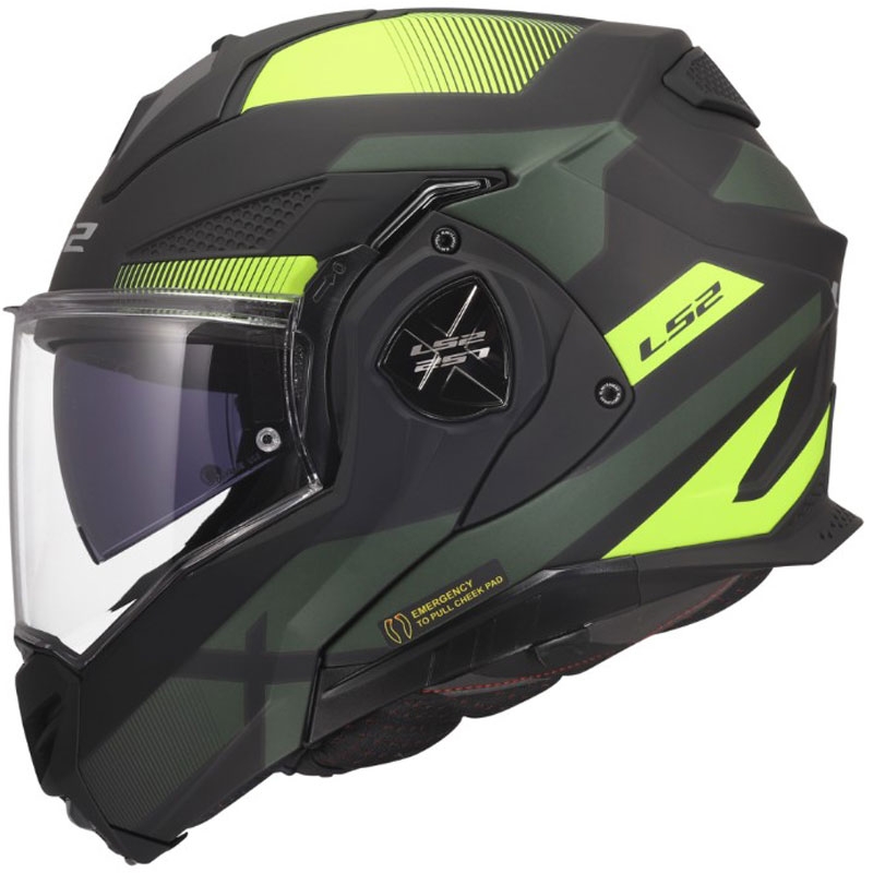 Atlenkiamas motociklo šalmas LS2 FF901 Advant X Nova matinės fluorescencinės geltonos-juodos spalvos