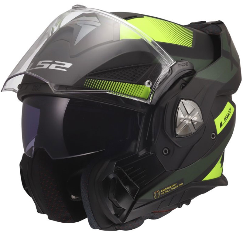 Atlenkiamas motociklo šalmas LS2 FF901 Advant X Nova matinės fluorescencinės geltonos-juodos spalvos