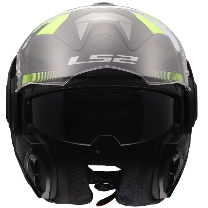 Atlenkiamas motociklo šalmas LS2 FF901 Advant X Nova matinės fluorescencinės geltonos-juodos spalvos