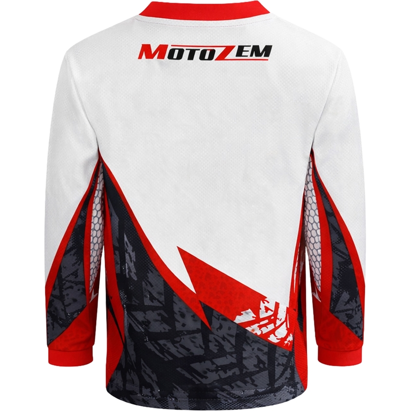Vaikiški motokroso marškinėliai MotoZem Ground MX balta-juoda-raudona