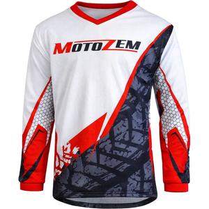 Vaikiški motokroso marškinėliai MotoZem Ground MX balta-juoda-raudona
