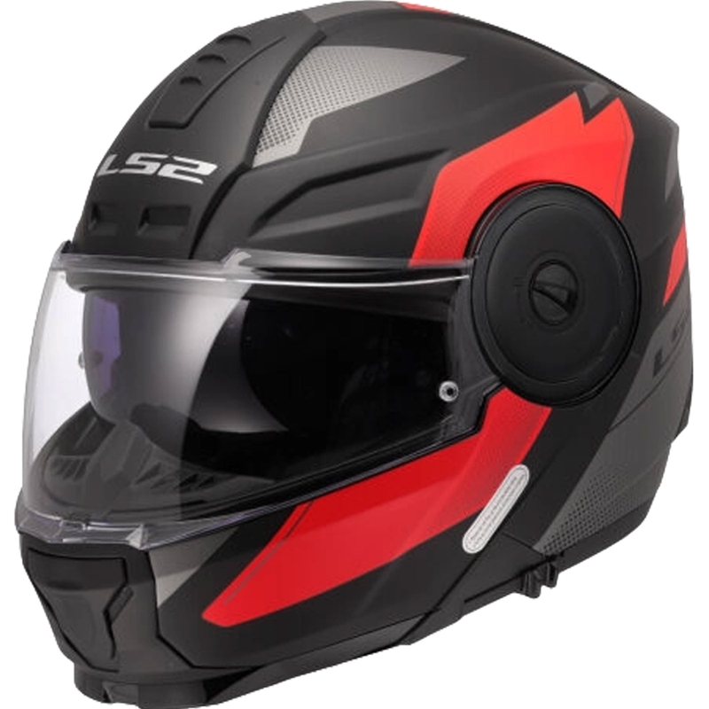 Apverčiamas motociklininko šalmas LS2 FF902 Scope II Duria juoda-raudona