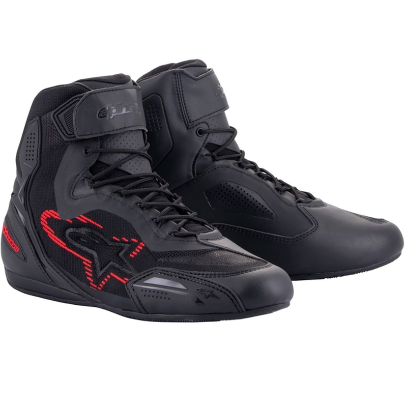 "Alpinestars Faster-3 Rideknit" juodi-tamsiai pilki-raudoni motociklininko batai
