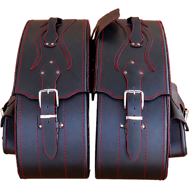 Odiniai motociklų krepšiai RSA S266A juodi-raudoni