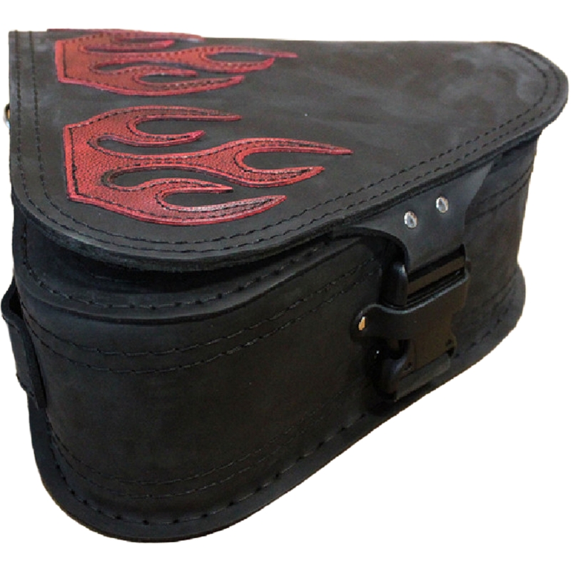 Odinis motociklo krepšys RSA S63 Flame HD Softail juodas-raudonas