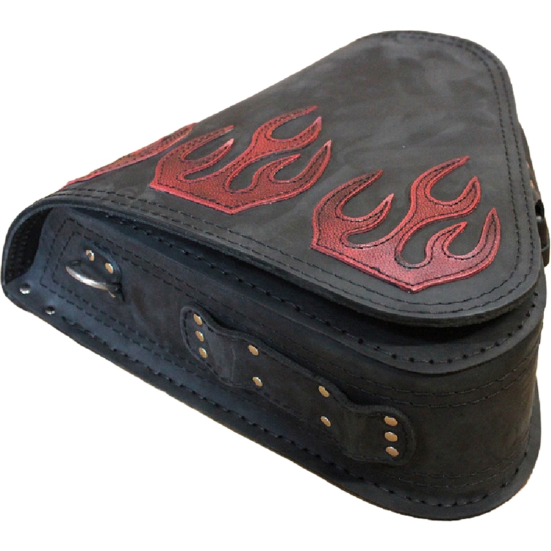 Odinis motociklo krepšys RSA S63 Flame HD Softail juodas-raudonas