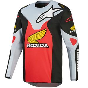 Alpinestars Racer Veil Honda motokroso marškinėliai juodi-pilki-raudoni-geltoni