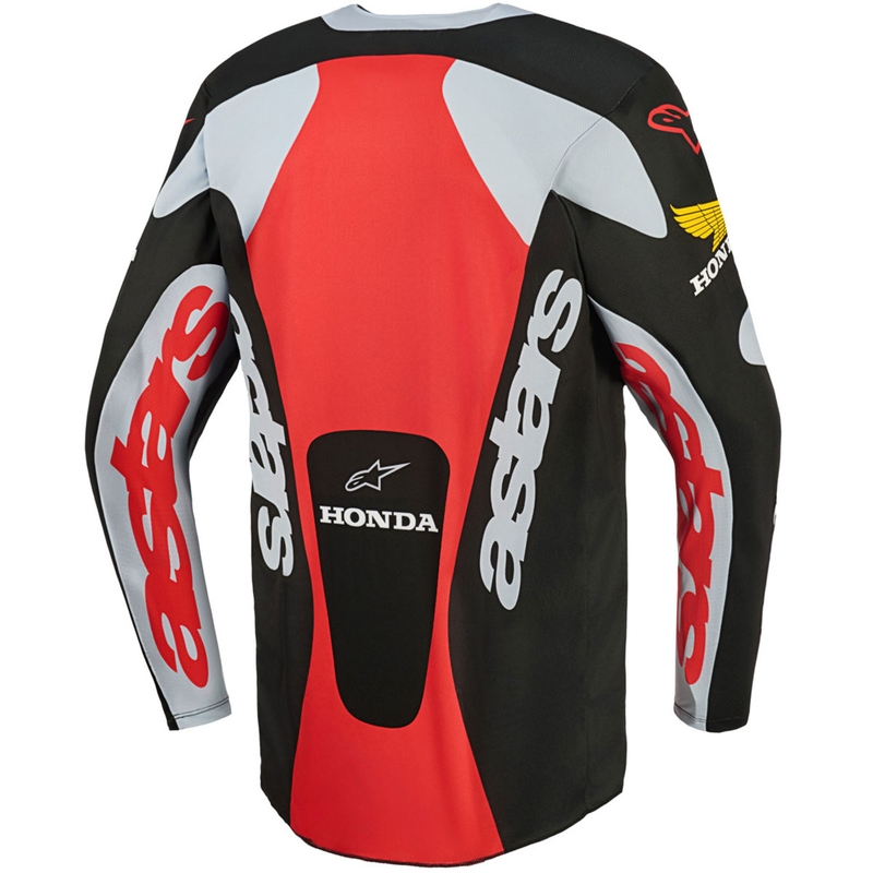 Alpinestars Racer Veil Honda motokroso marškinėliai juodi-pilki-raudoni-geltoni