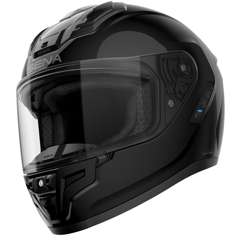 SENA Phantom motociklo šalmas su tinklelio ausinėmis, blizgiai juodas