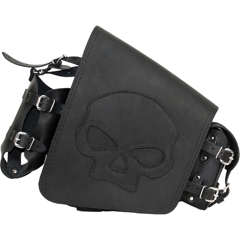 Odinis motociklo krepšys RSA S494 Skull HD Softail, juodas