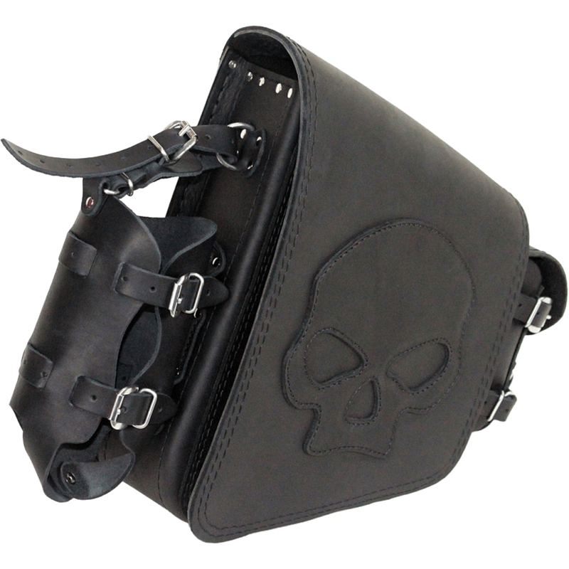 Odinis motociklo krepšys RSA S494 Skull HD Softail, juodas