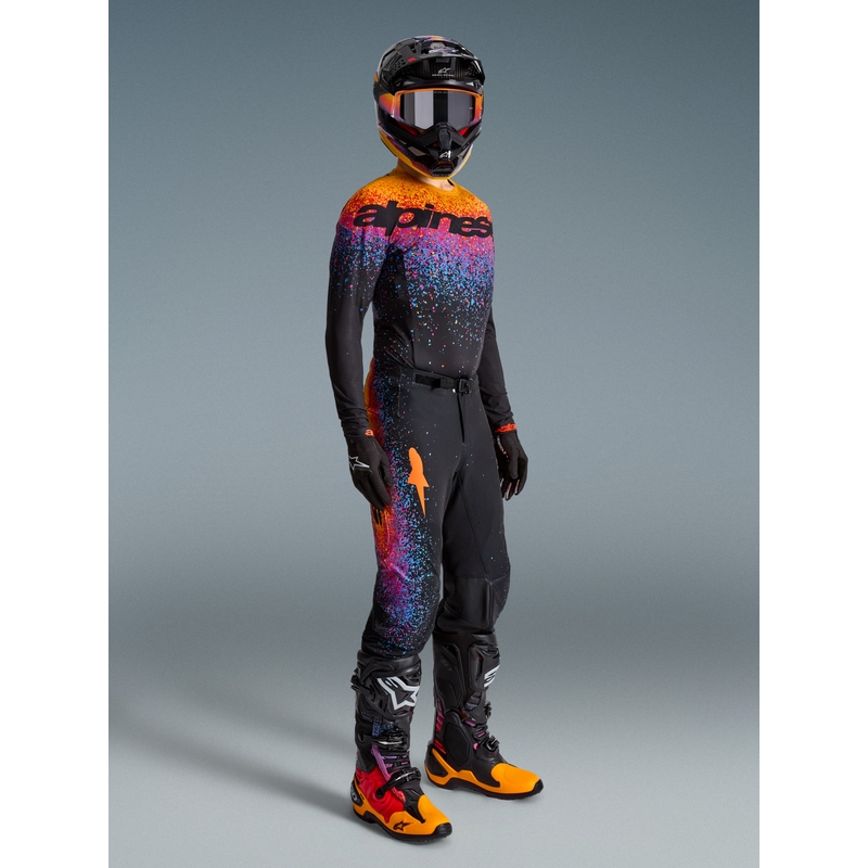 „Alpinestars Supertech“ riboto leidimo „Black Hole“ motokroso marškinėliai, juodi