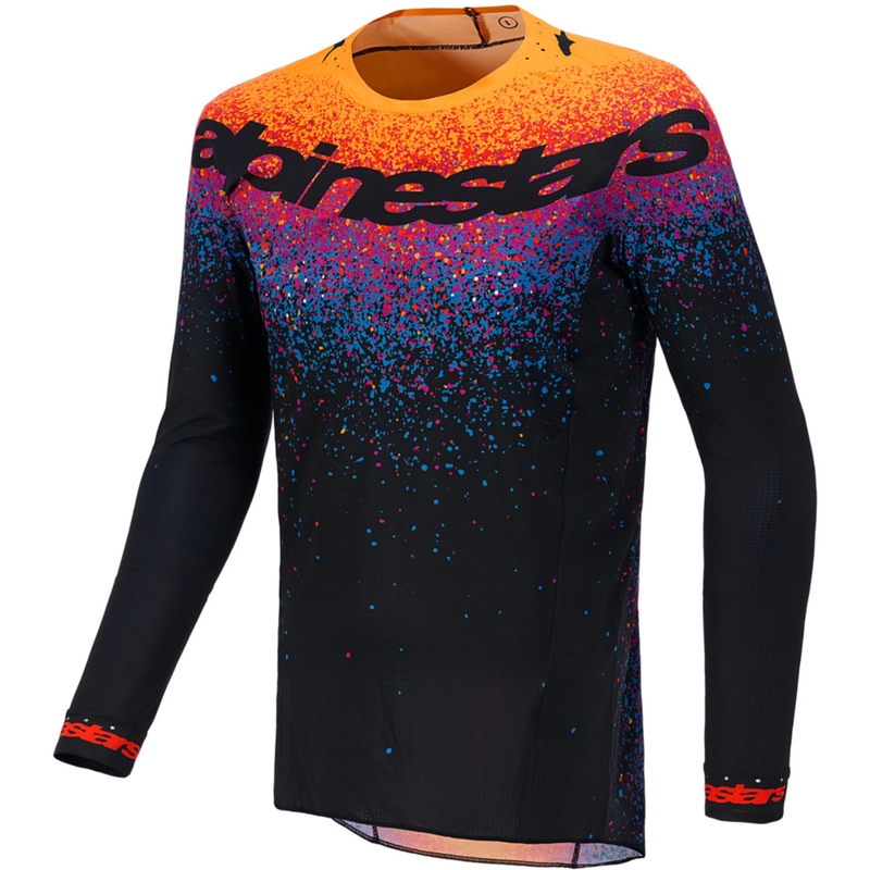 „Alpinestars Supertech“ riboto leidimo „Black Hole“ motokroso marškinėliai, juodi
