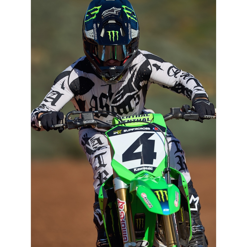 „Alpinestars Techstar“ riboto leidimo motokroso marškinėliai, „Wolf Dust“ smėlio-juodi