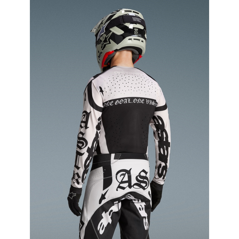 „Alpinestars Techstar“ riboto leidimo motokroso marškinėliai, „Wolf Dust“ smėlio-juodi