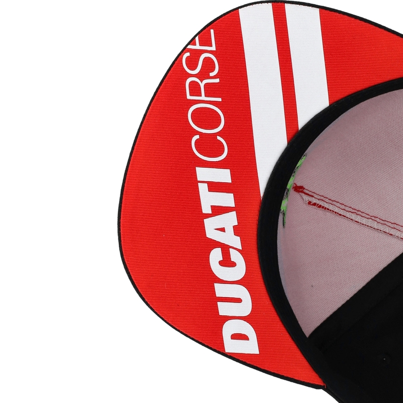 Ducati Monster kepurė su baltomis juostelėmis, juoda-raudona-balta