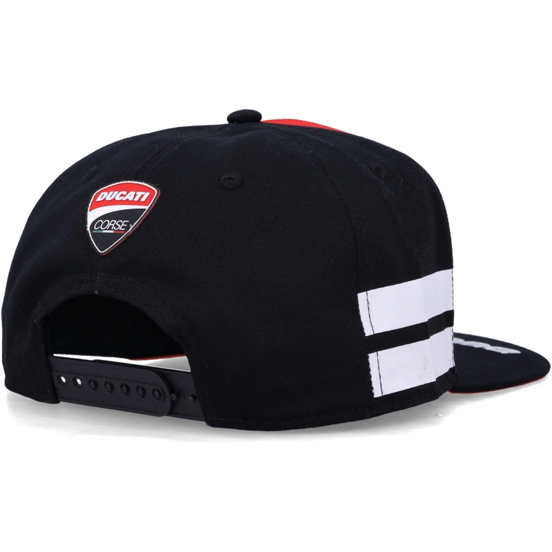 Ducati Monster kepurė su baltomis juostelėmis, juoda-raudona-balta