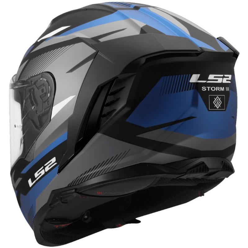 Uždaras motociklo šalmas LS2 FF818 Storm III Komai juodas-mėlynas