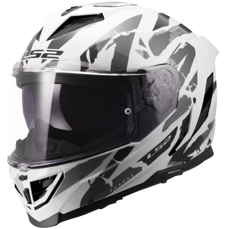 Uždaras motociklo šalmas LS2 FF818 Storm III Kaos baltai pilkas
