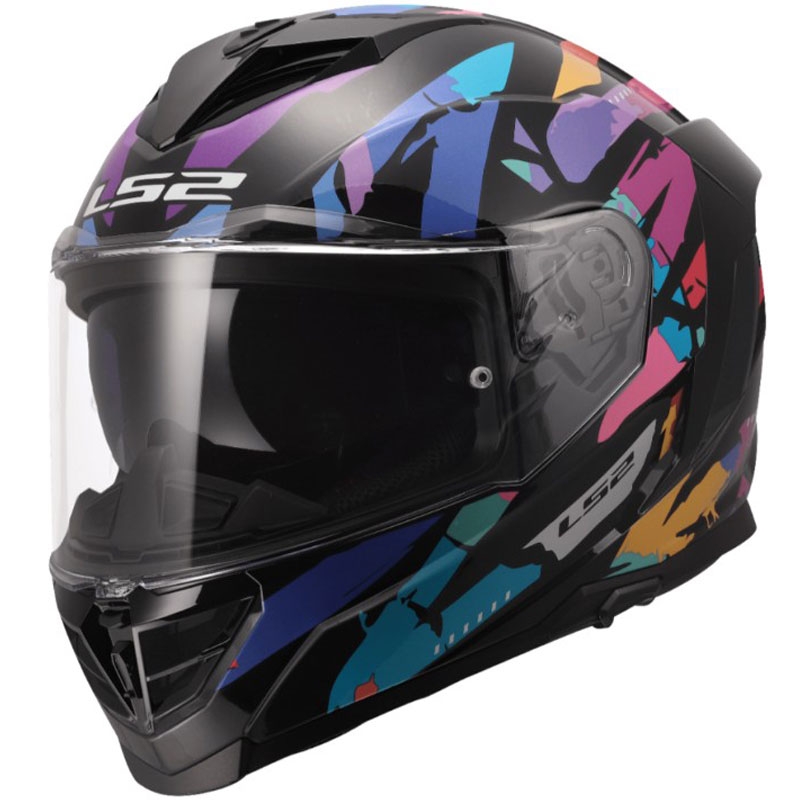 LS2 FF818 Storm III Kaos uždaras motociklo šalmas, juodas-violetinis-mėlynas