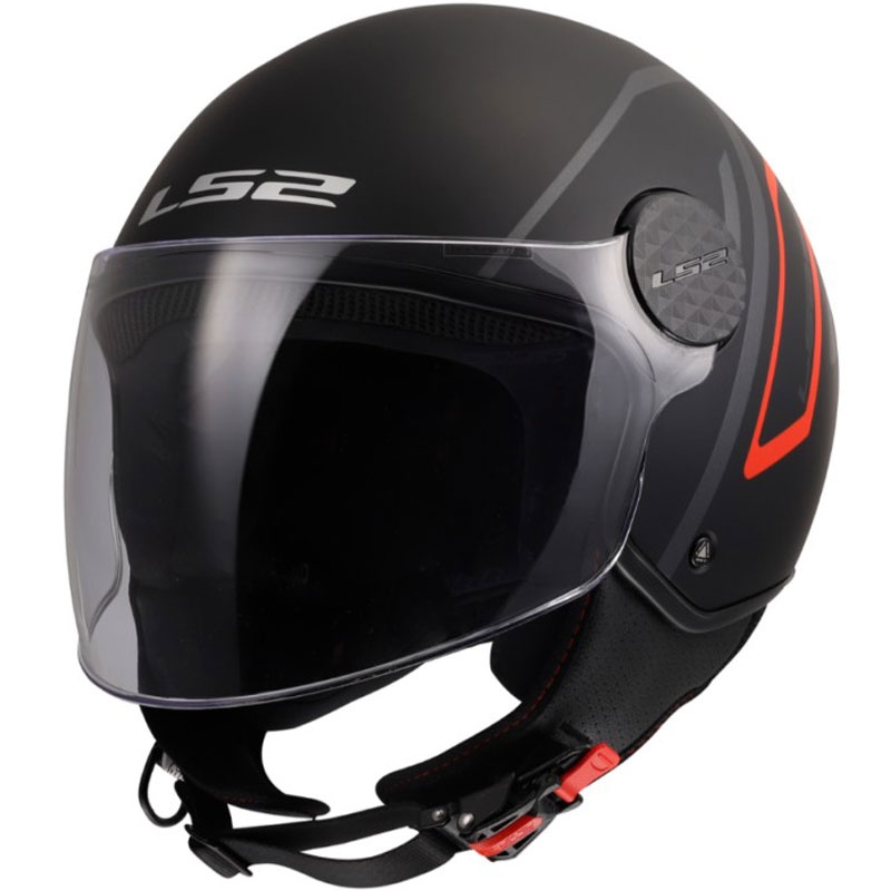 Atviras motociklo šalmas LS2 OF558 Sphere Lux II Minimum juoda-raudona