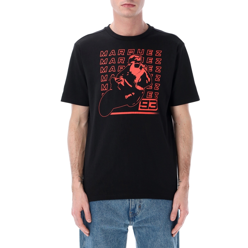 Ducati Marc Marquez marškinėliai su pasikartojančiu logotipu, juodi