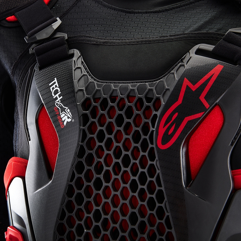 „Alpinestars TECH-AIR®OFF-ROAD“ sistemos motociklo oro pagalvių liemenė, juoda-raudona