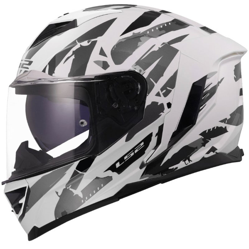 Uždaras motociklo šalmas LS2 FF818 Storm III Kaos baltai pilkas
