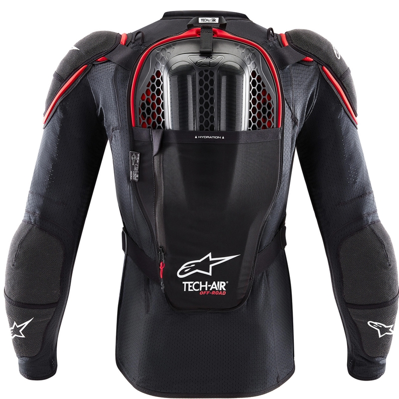 „Alpinestars TECH-AIR®OFF-ROAD“ sistemos motociklo oro pagalvių liemenė, juoda-raudona