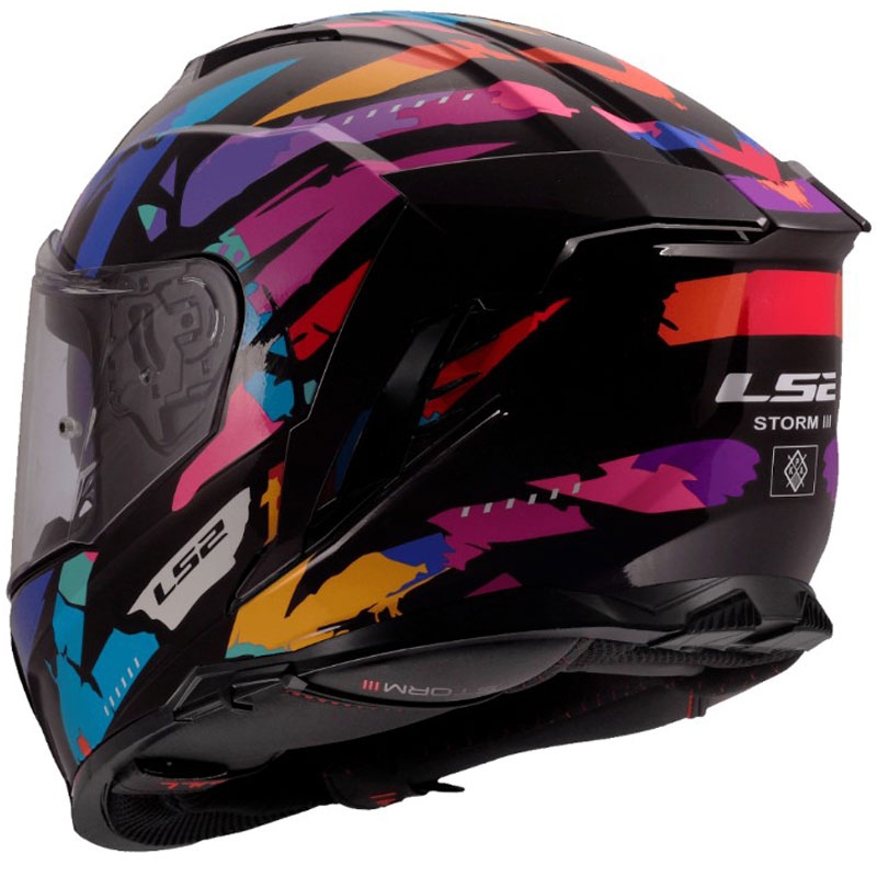 LS2 FF818 Storm III Kaos uždaras motociklo šalmas, juodas-violetinis-mėlynas