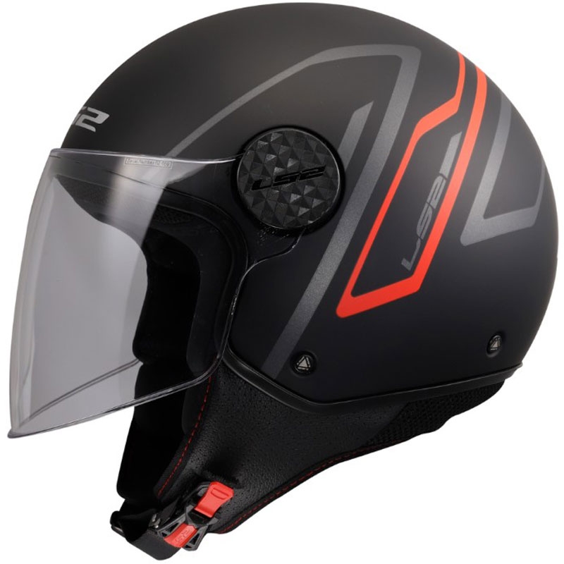 Atviras motociklo šalmas LS2 OF558 Sphere Lux II Minimum juoda-raudona