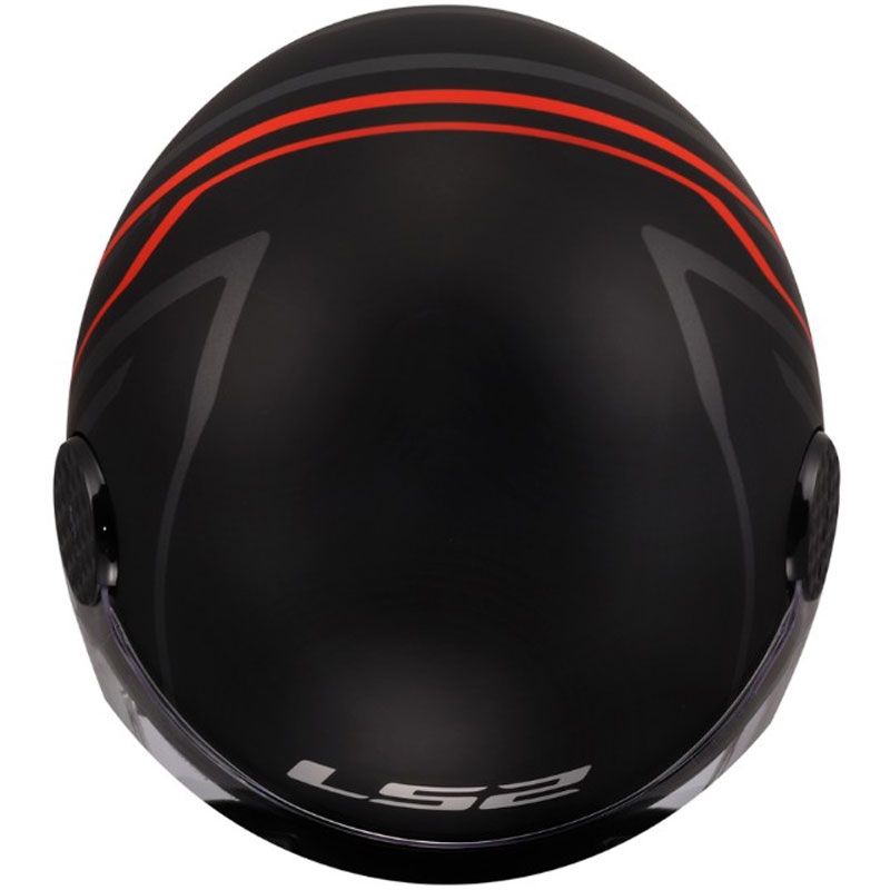 Atviras motociklo šalmas LS2 OF558 Sphere Lux II Minimum juoda-raudona