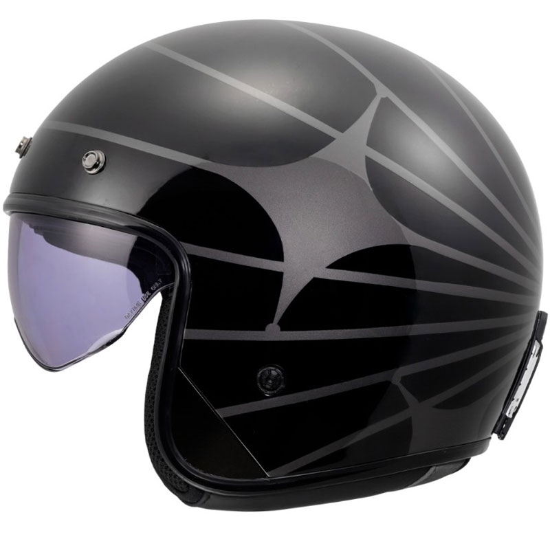 Atviras motociklo šalmas LS2 OF601 Bob II Cosmic blizgiai juodai pilkas