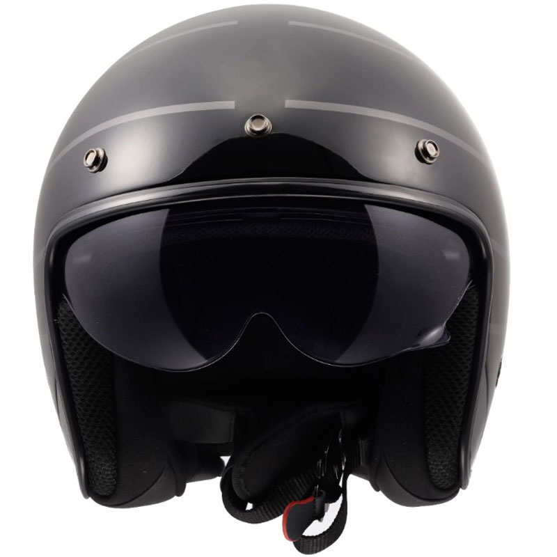 Atviras motociklo šalmas LS2 OF601 Bob II Cosmic blizgiai juodai pilkas