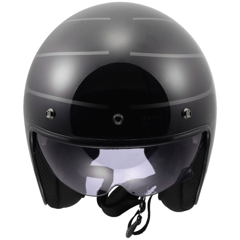 Atviras motociklo šalmas LS2 OF601 Bob II Cosmic blizgiai juodai pilkas