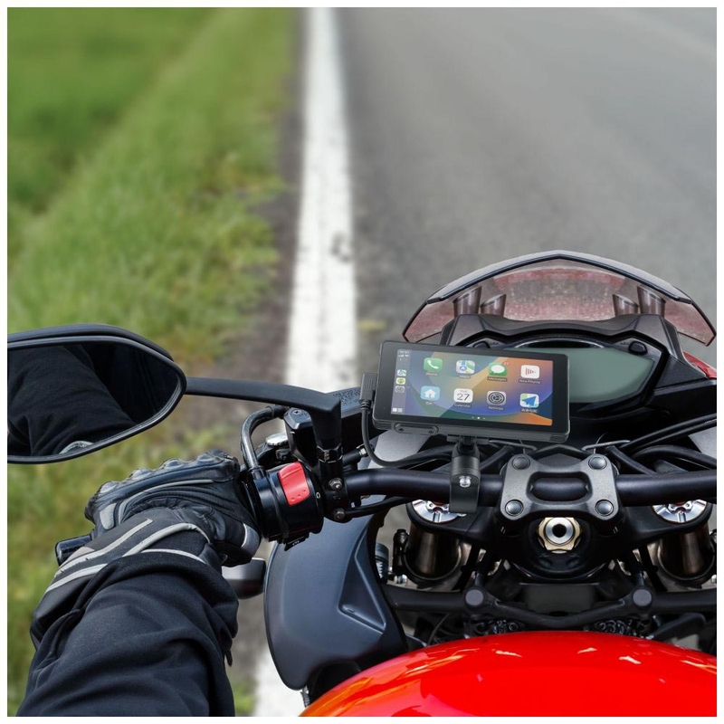 Motociklo telefono ekranas su apsauginiu stiklu „Interphone RideSync“, juodas