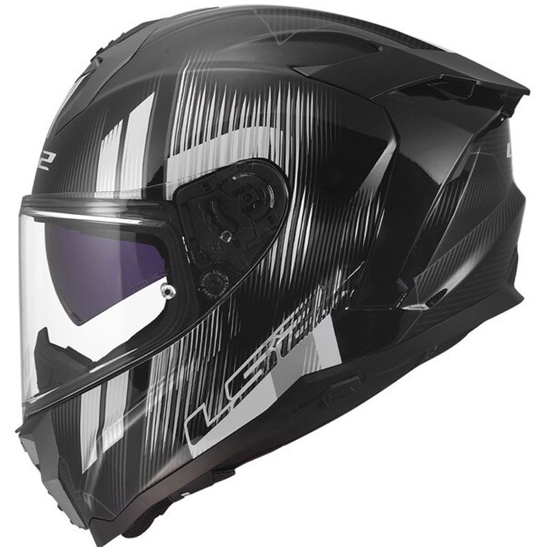 Uždaras motociklo šalmas LS2 FF817 Challenger II Nitro blizgiai juodai pilkas