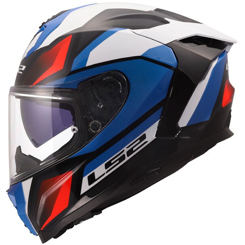 Uždaras motociklo šalmas LS2 FF817 Challenger II Viper, blizgi balta-mėlyna-raudona