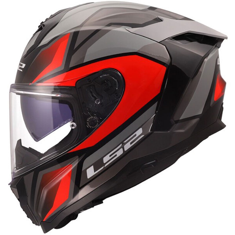 Uždaras motociklo šalmas LS2 FF817 Challenger II Viper pilkai raudonas blizgus