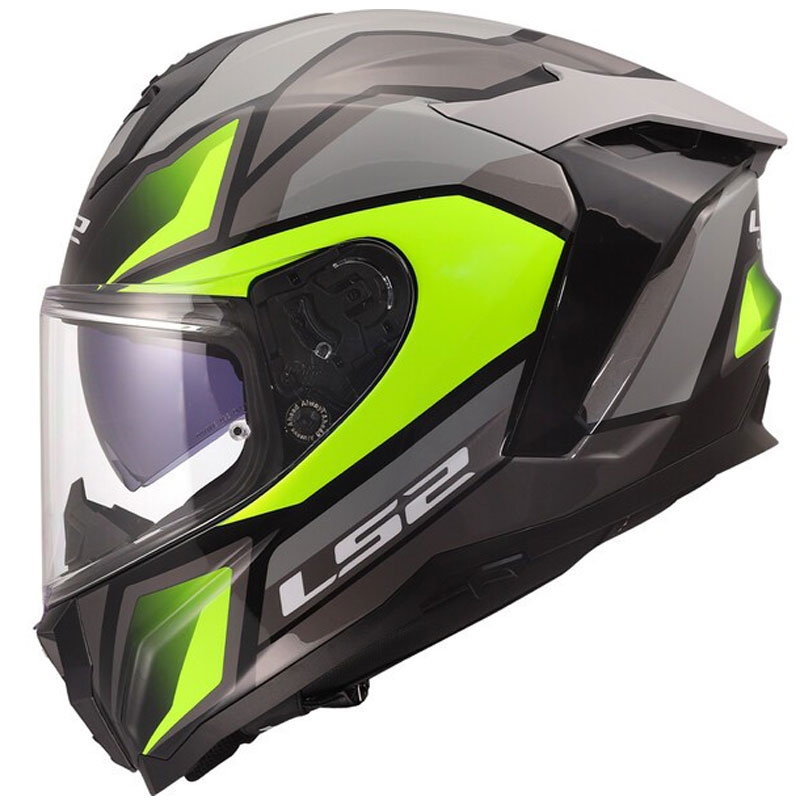 Uždaras motociklo šalmas LS2 FF817 Challenger II Viper blizgiai pilkai geltonas