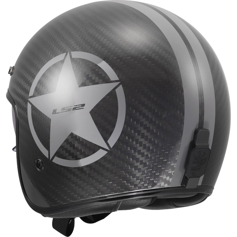 Atviras motociklo šalmas LS2 OF601 Bob II Carbon Star blizgiai pilkas
