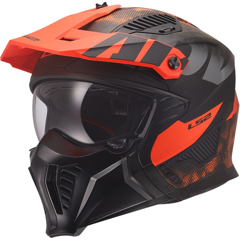 Trial motociklo šalmas LS2 OF606 Drifter Gas matinės pilkos-oranžinės spalvos