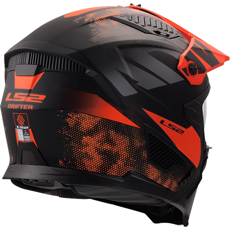 Trial motociklo šalmas LS2 OF606 Drifter Gas matinės pilkos-oranžinės spalvos