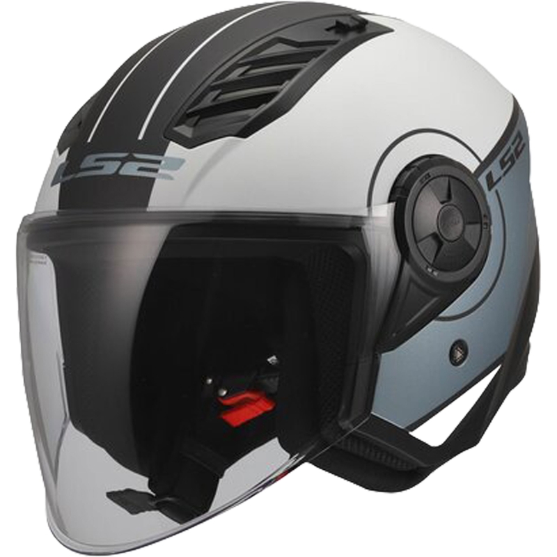 Atviras motociklo šalmas LS2 OF616 Airflow II užvalkalas matinės pilkos-mėlynos spalvos