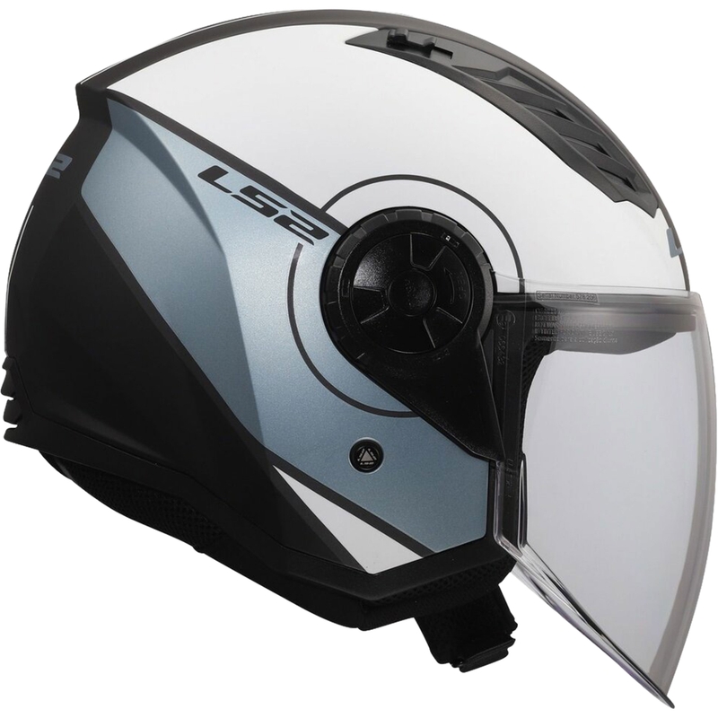Atviras motociklo šalmas LS2 OF616 Airflow II užvalkalas matinės pilkos-mėlynos spalvos