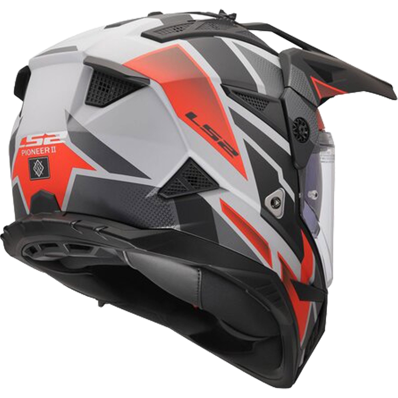 Enduro motociklo šalmas LS2 MX702 Pioneer II Block matinė pilka-raudona