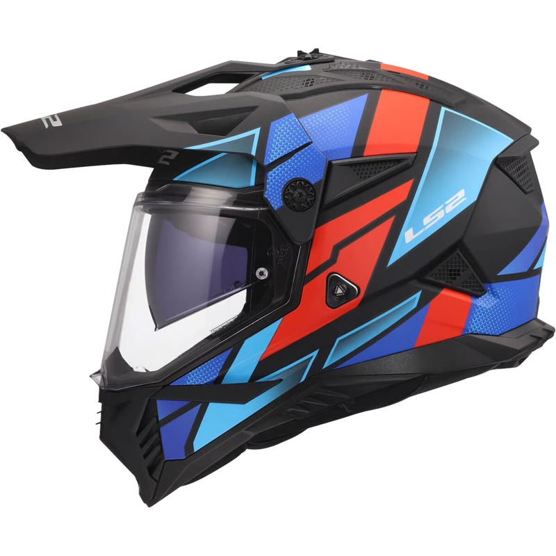 Enduro motociklo šalmas LS2 MX702 Pioneer II Block matinė juoda-raudona-mėlyna