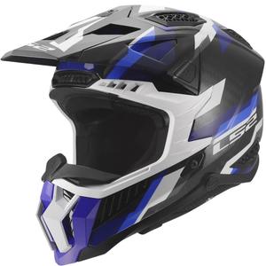 Motokroso šalmas LS2 MX703 X-Force Phantom blizgi mėlyna-balta