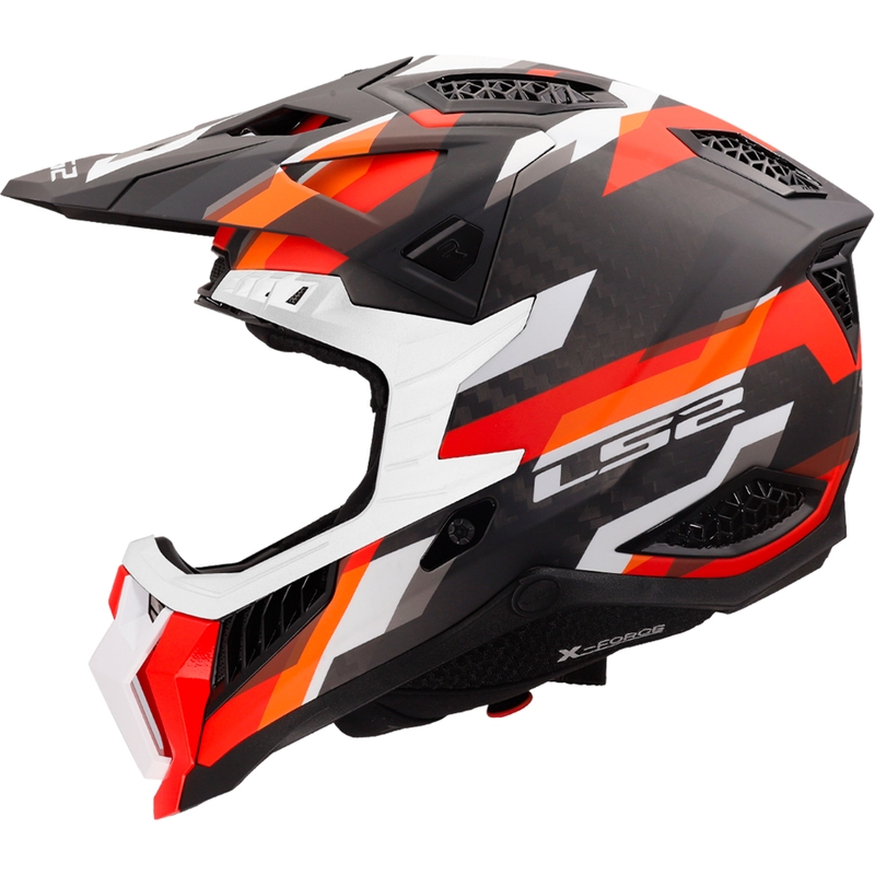 Motokroso šalmas LS2 MX703 X-Force Phantom matinės oranžinės-raudonos spalvos