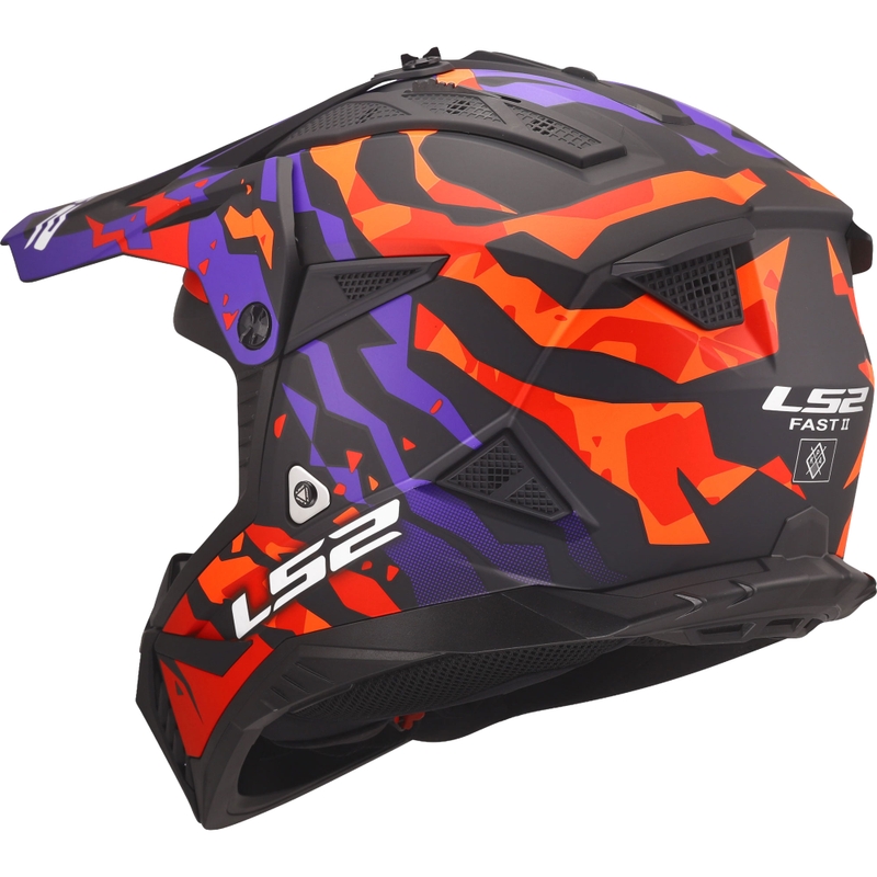 Motokroso šalmas LS2 MX708 Fast II Grotesk matinė violetinė-oranžinė